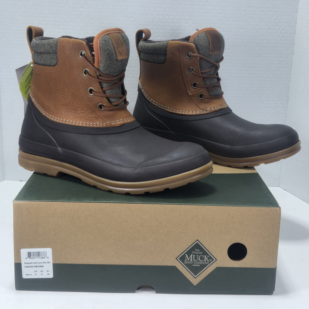 Muck Originals Duck Lace Boot Brown Black Unisex Rain & Snow Boots Size M9 W10